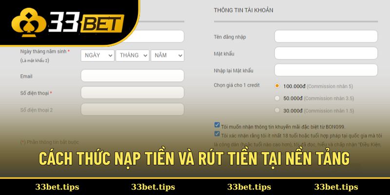Cách thức nạp tiền và rút tiền tại nền tảng