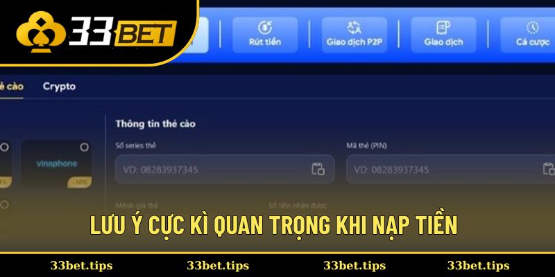 Lưu ý cực kì quan trọng khi nạp tiền 